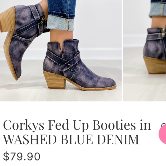 Corkys Denim Washed Blue Fed Up Ankle Western Horse Boot Shoe Blue Jean Women 7 - Picture 13 of 13